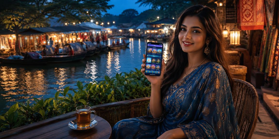 রাজশাহীর চা বাগানে মোবাইল ক্যাসিনো উপভোগ করছেন একজন